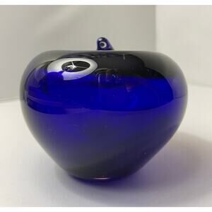 Cobalt Blue‎ Apple Art Glass Paperweight
